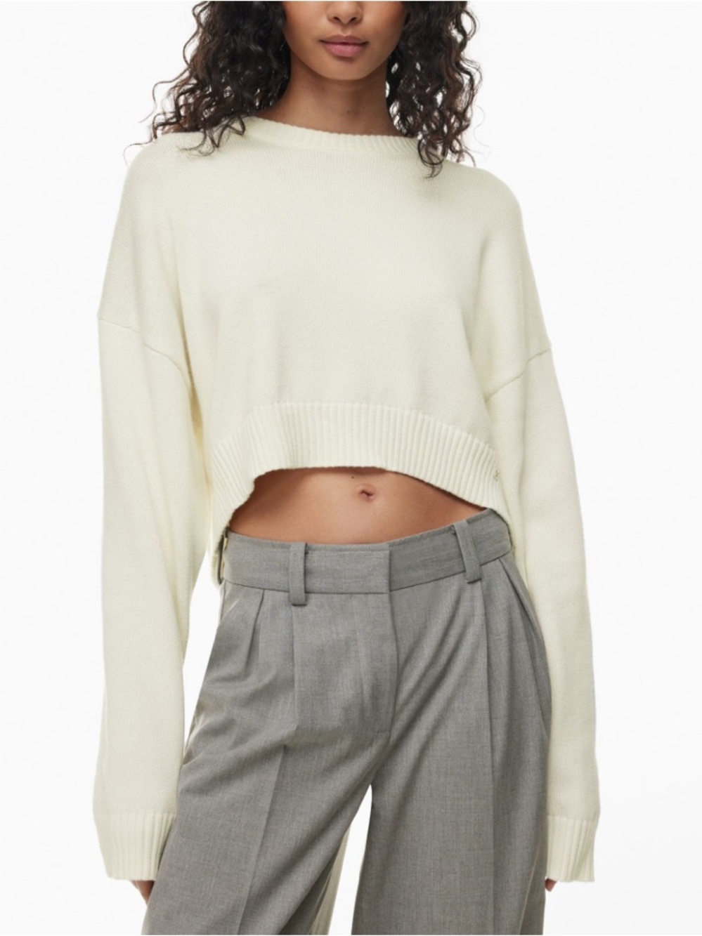 Aritza Talula Cream Marino Wool Crop  Sweater Size M